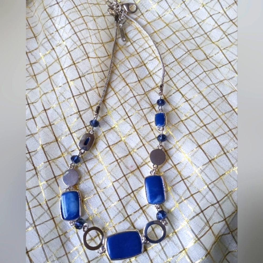 Nine West Silver tone and Blue Necklace